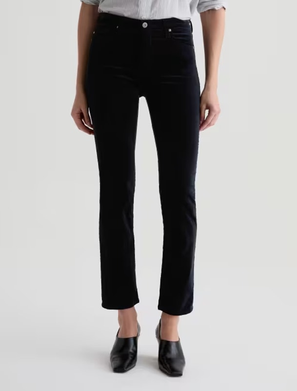 Ag Adriano Goldschmied Mari Velvet Slim Straight Jeans Size 33 Us 16 Black Nwot